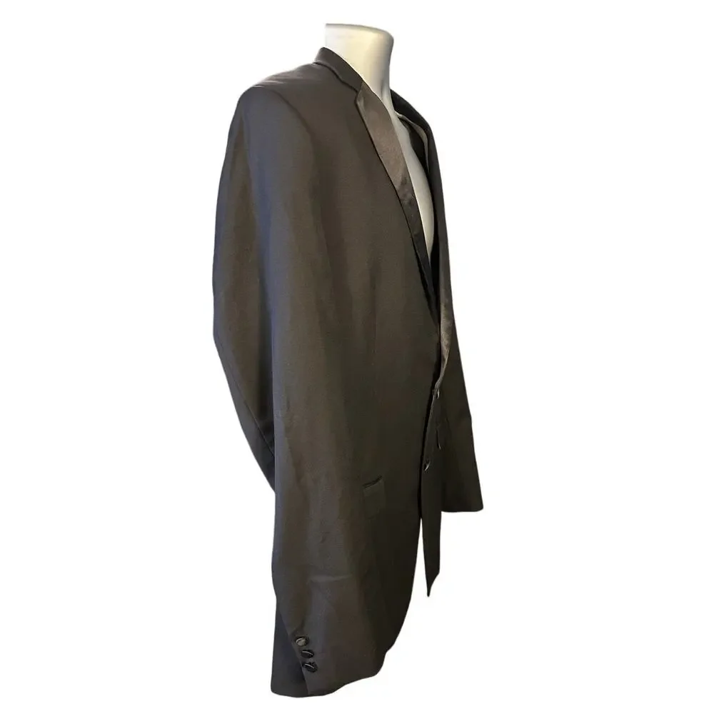 Peerless Men’s Black Wool Tuxedo Jacket 42XL Satin Lapel Formal Prom Wedding